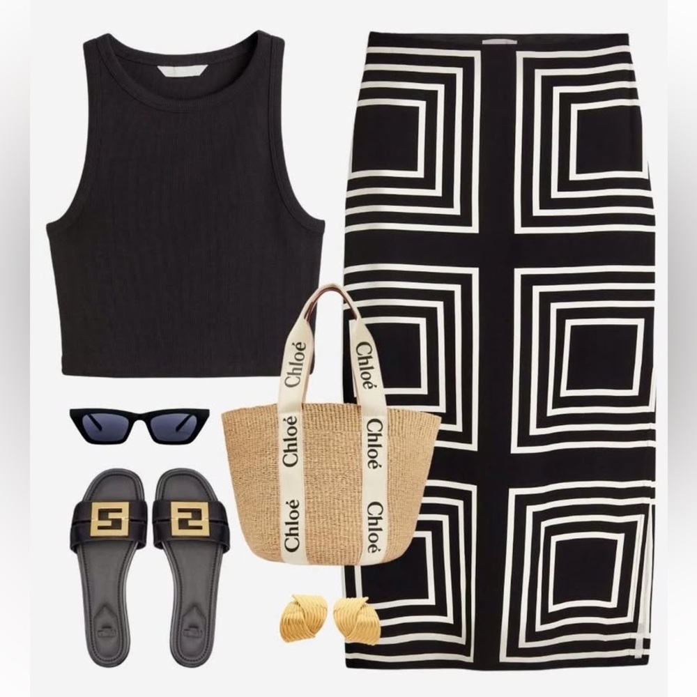 Geometric midi skirt